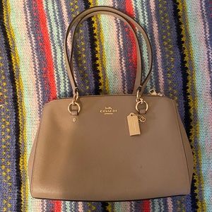 Coach Etta carryall. beige/burgundy